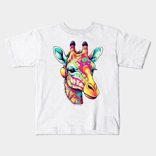 Giraffe in cool Graffiti Print Kids T-Shirt